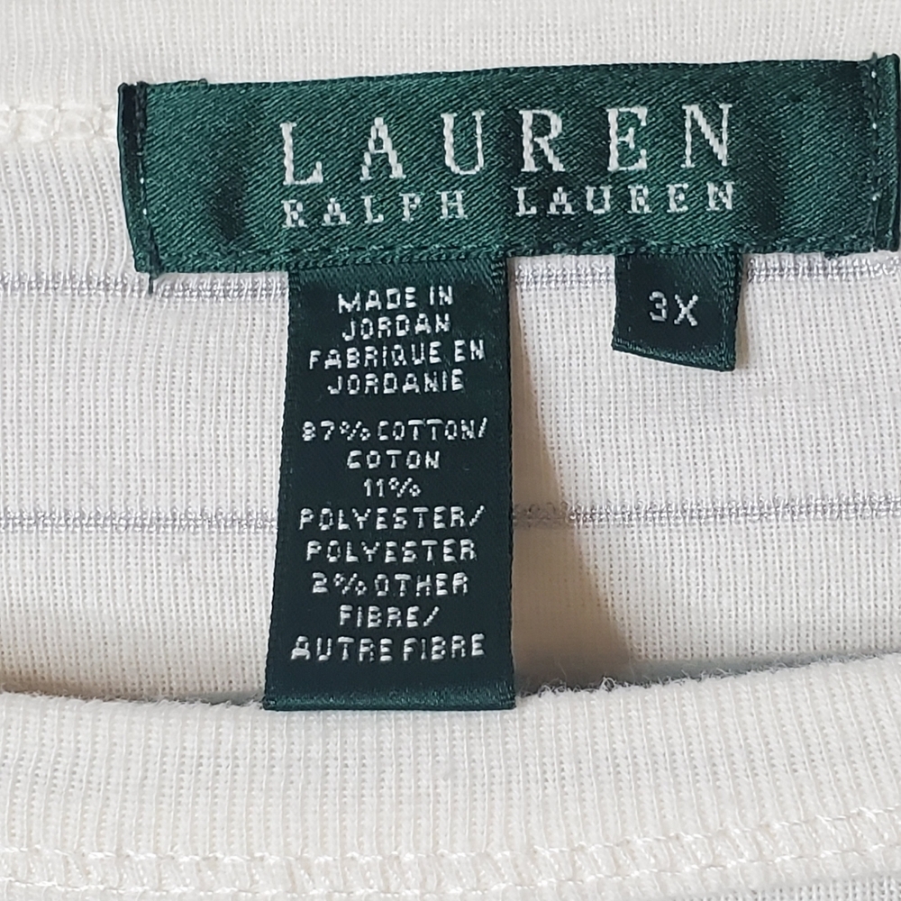 Lauren Ralph Lauren Long Sleeve Striped Knit Top Ivory Metallic Silver W… - Picture 4 of 8